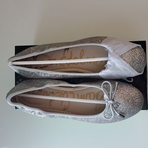 Brand New in box Sam Edelman Felicia Ballet. Color silver gasoline color. Size 5